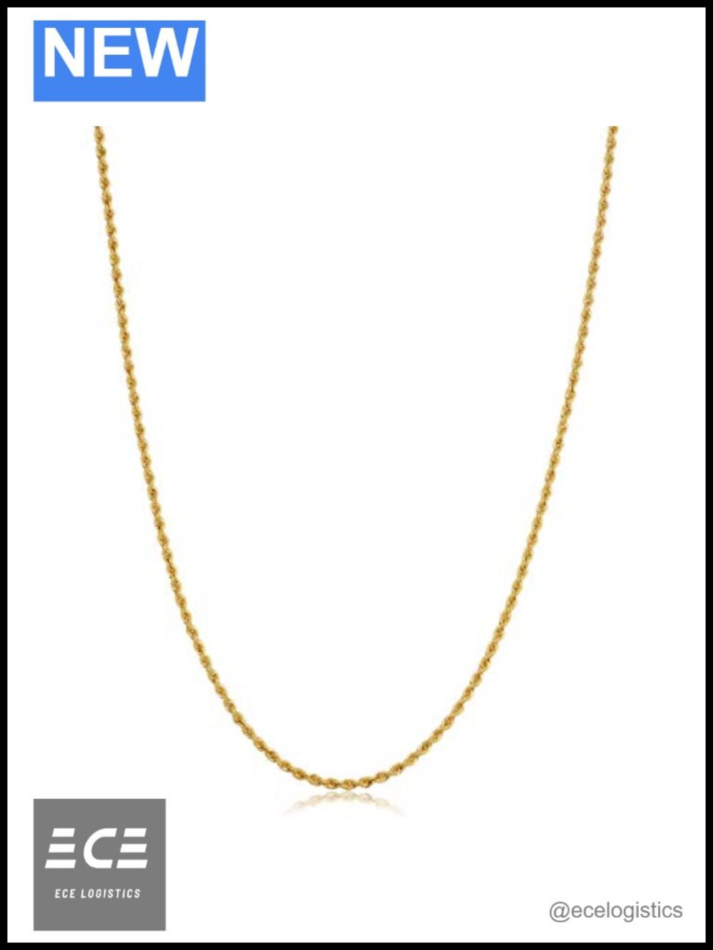 10k Yellow Gold Rope Chain Necklace 1.5mm Unisex 16 Inch Spring Ring